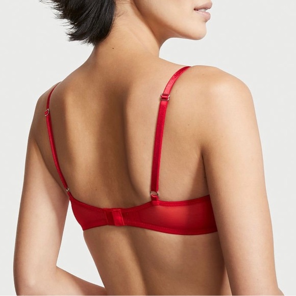 VS Red Bow Rhinestone Embellished Bra - Picture 2 of 9